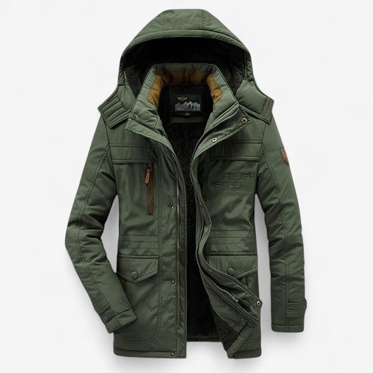 Bryan – Parka jas met lange mouwen, capuchon en meerdere ritszakken Velani