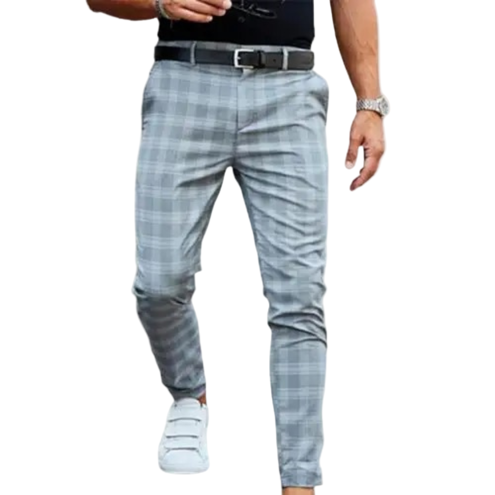 Delmore luchtige geruite herenbroek – lichtgewicht stof met klassiek ruitpatroon en comfortabele pasvorm, ideaal voor zomerse dagen.