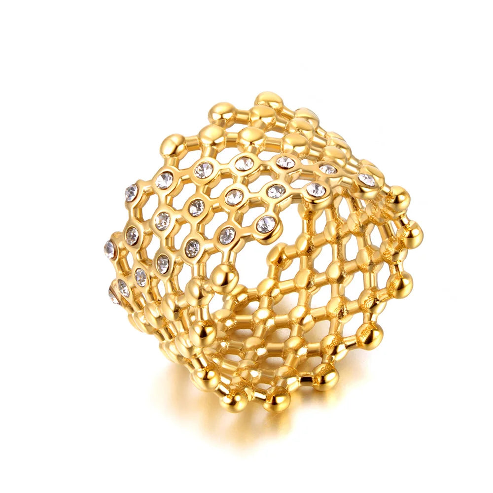 Luksus guldbelagt -Krystal Statement-ring