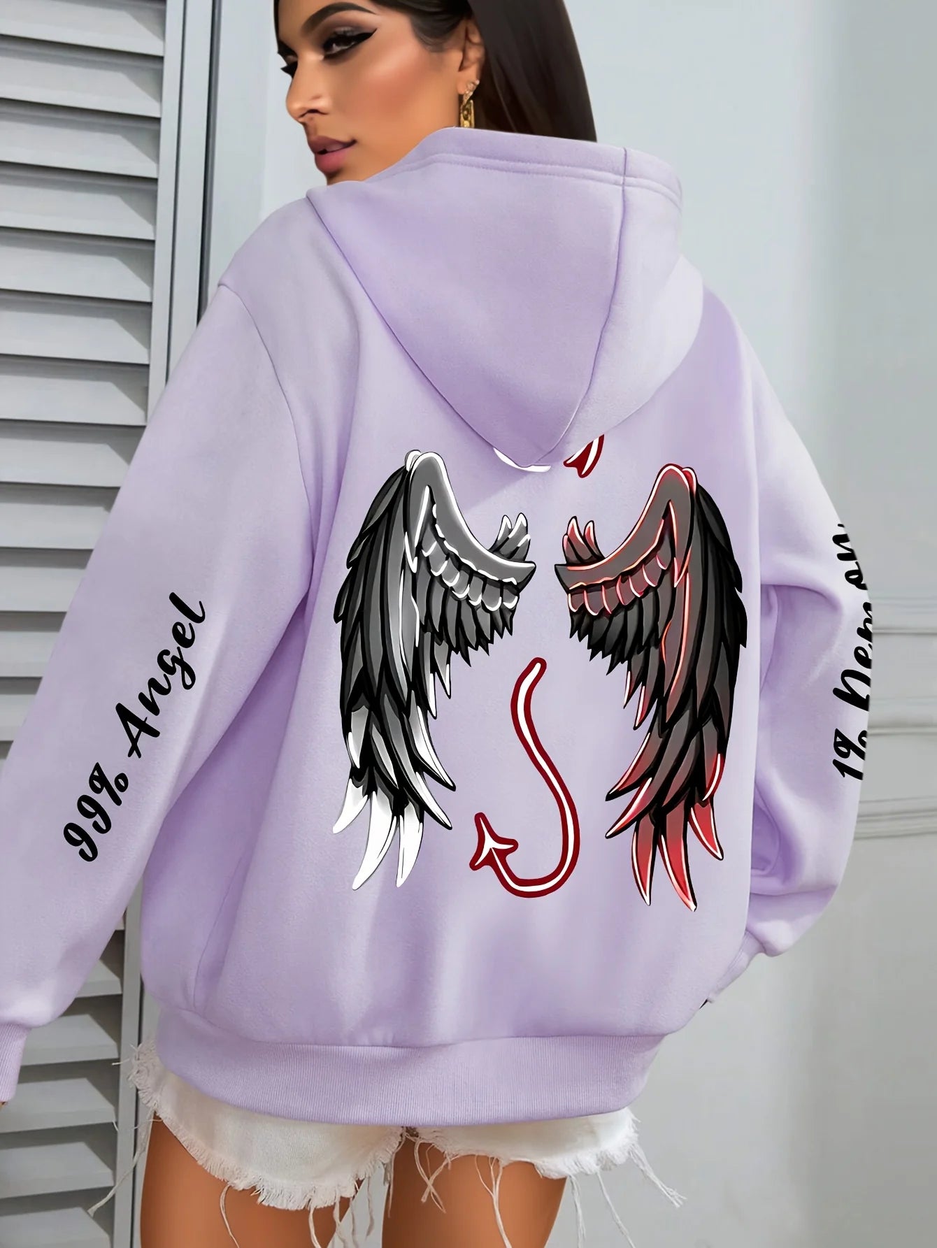Angel & Devil hættetrøje – unisex sweatshirt med print