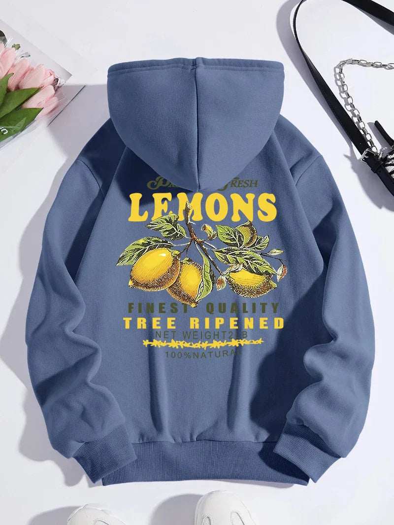 Lemon Hoodie med citronprint
