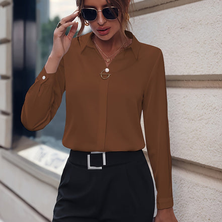Eloria Lapel Bluse med Lange Ærmer