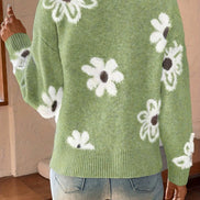 Daisy knit cardigan – blomstermønstret strik med V-udskæring