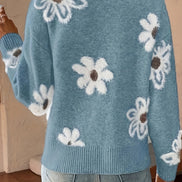 Daisy knit cardigan – blomstermønstret strik med V-udskæring