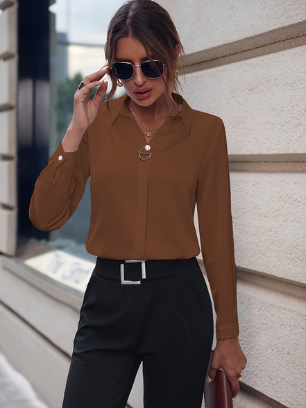 Eloria Lapel Bluse med Lange Ærmer