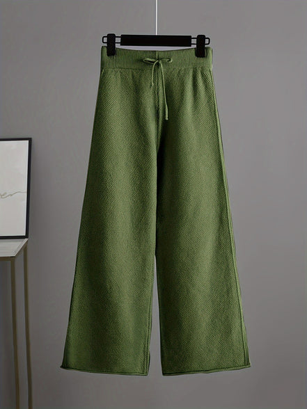 Lunoro To-delt Striksæt – Dame Sweater & Vide Bukser