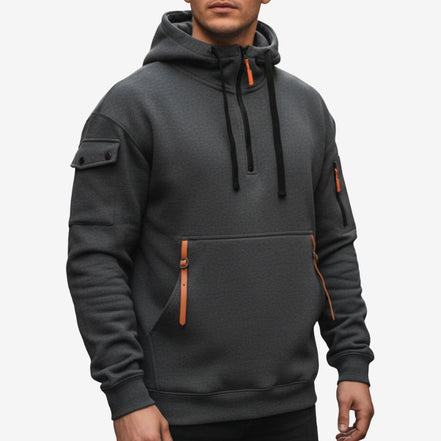 Valnero half zip hoodie med ribkanter