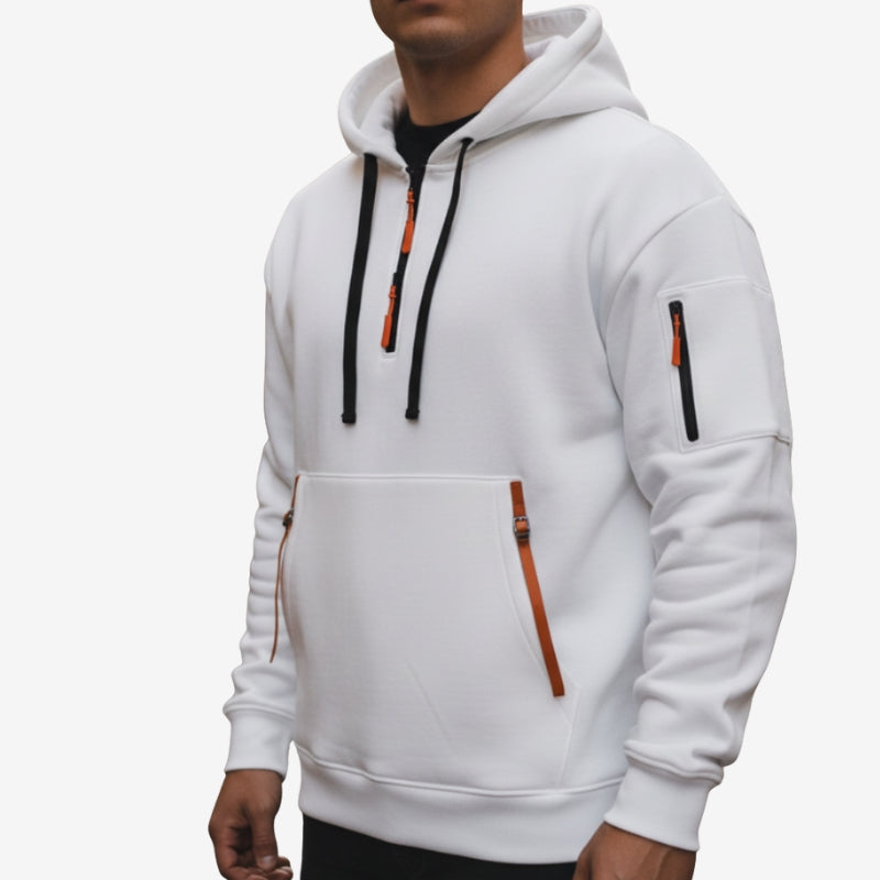 Valnero half zip hoodie med ribkanter