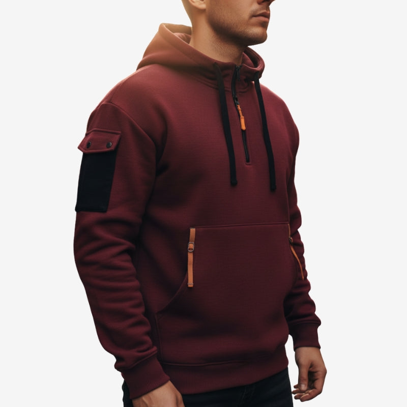 Valnero half zip hoodie med ribkanter