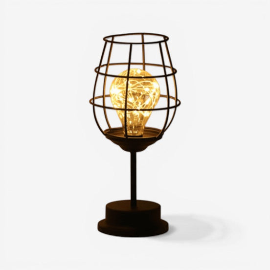 Trinexa bordlampe i stål – lampe med trådkurvdesign til bordplacering