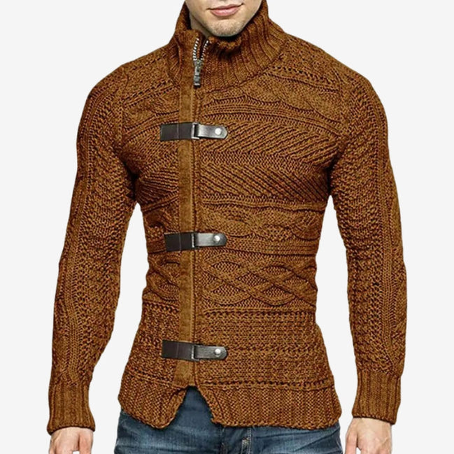 Valtor cardigan med høj hals og lynlåslukning