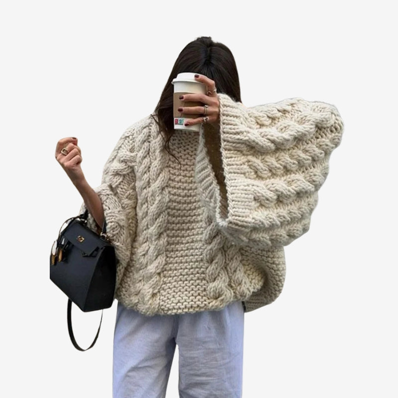 Lunvera oversized sweater med ribkanter