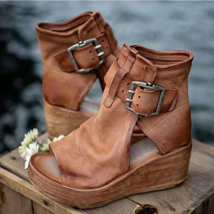 Dames sandaler med plateausål og spænde – Belvoria