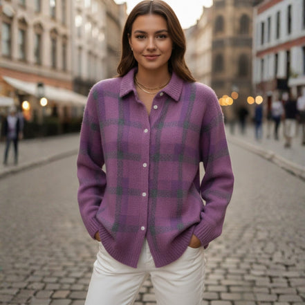 Elviana langærmet cardigan med knaplukning