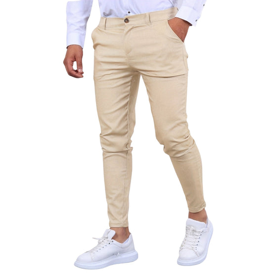 Férfi slim fit nadrág gombos záródással és oldalzsebekkel – hosszú nadrág mindennapi viseletre és munkához – Tavero