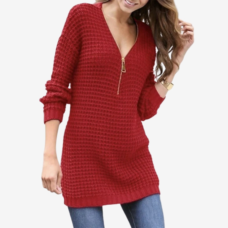 Elvara slim fit sweater dress med lynlåskrave
