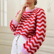 Wavira round neck sweater med bølget strik