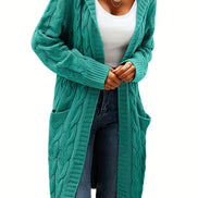 Selinna Hooded Knit Cardigan – Lang hættetrøje-cardigan i strik med lommer