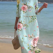 Florena klassisk kjole med blomsterprint