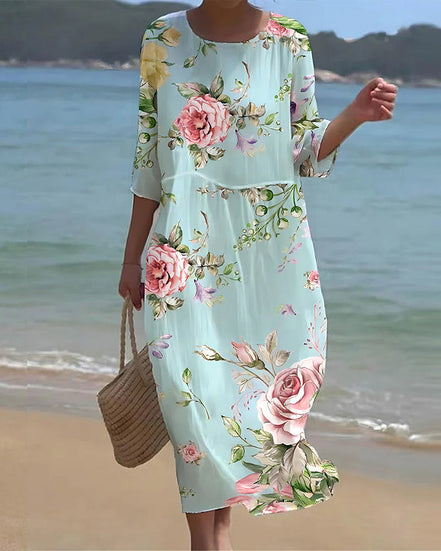Florena klassisk kjole med blomsterprint