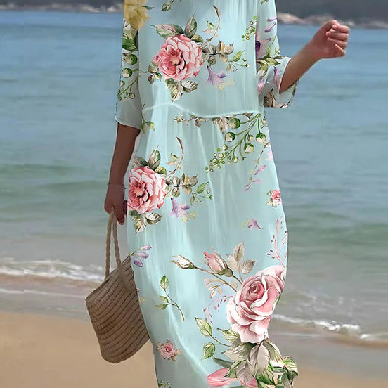 Florena klassisk kjole med blomsterprint