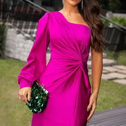 Selvoria dame maxikjole – one shoulder kjole med drapering og slids