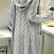 Selinna Hooded Knit Cardigan – Lang hættetrøje-cardigan i strik med lommer