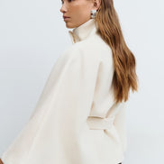 Siv belted cape – lang model med krave og bælte
