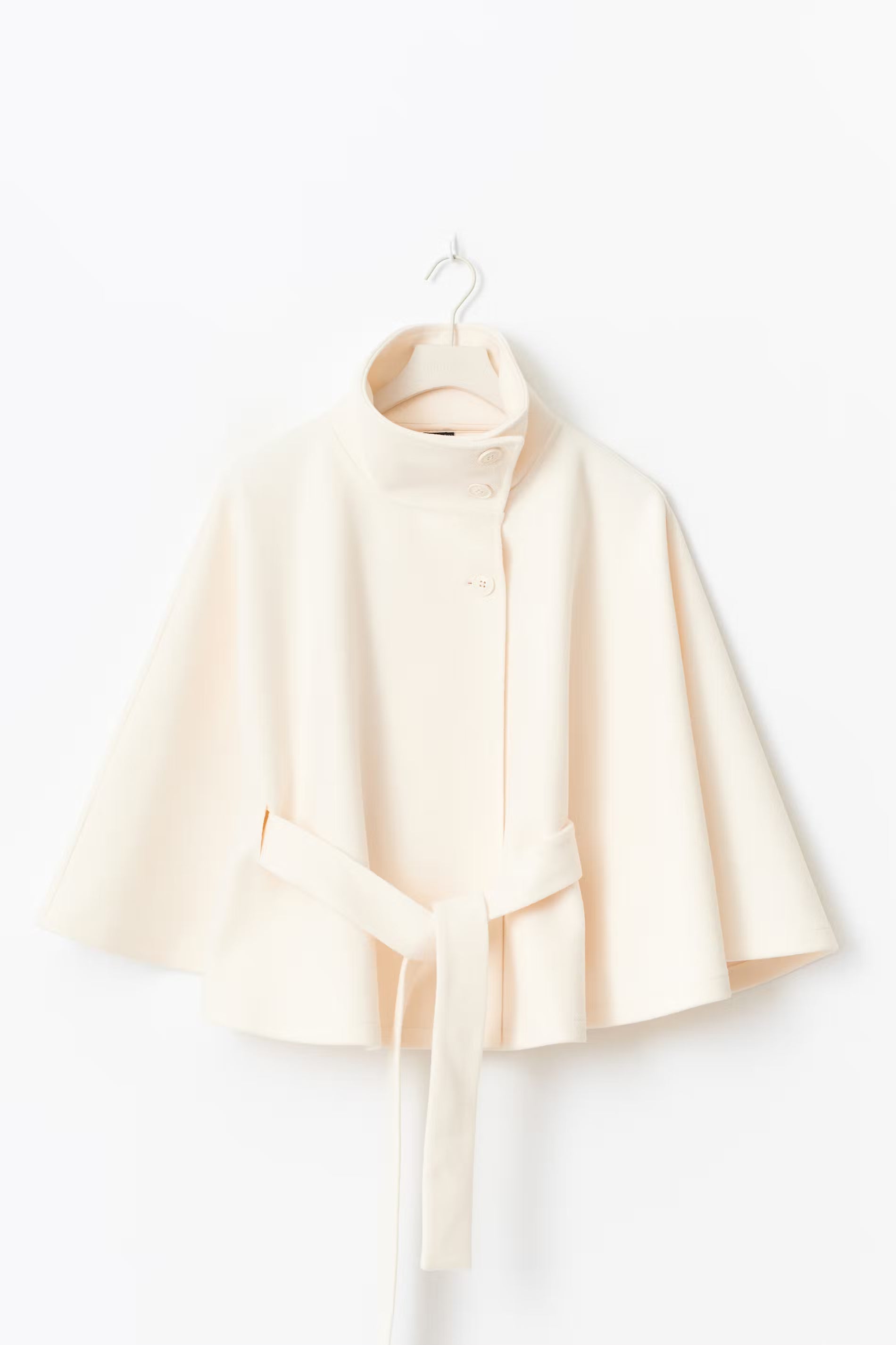 Siv belted cape – lang model med krave og bælte