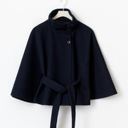 Siv belted cape – lang model med krave og bælte