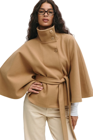 Siv belted cape – lang model med krave og bælte