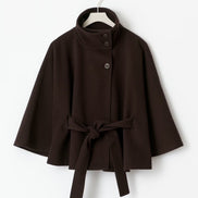 Siv belted cape – lang model med krave og bælte