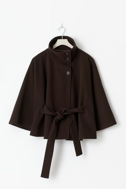 Siv belted cape – lang model med krave og bælte