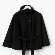 Siv belted cape – lang model med krave og bælte