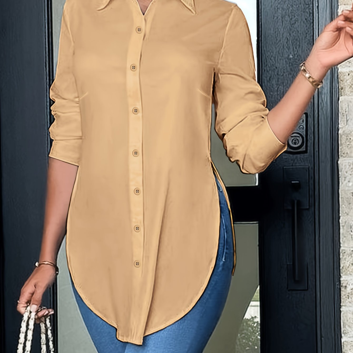 Alveria Split Button Blouse