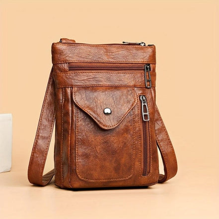 Larevia Crossbody Taske med Justerbar Rem og Lynlåslommer