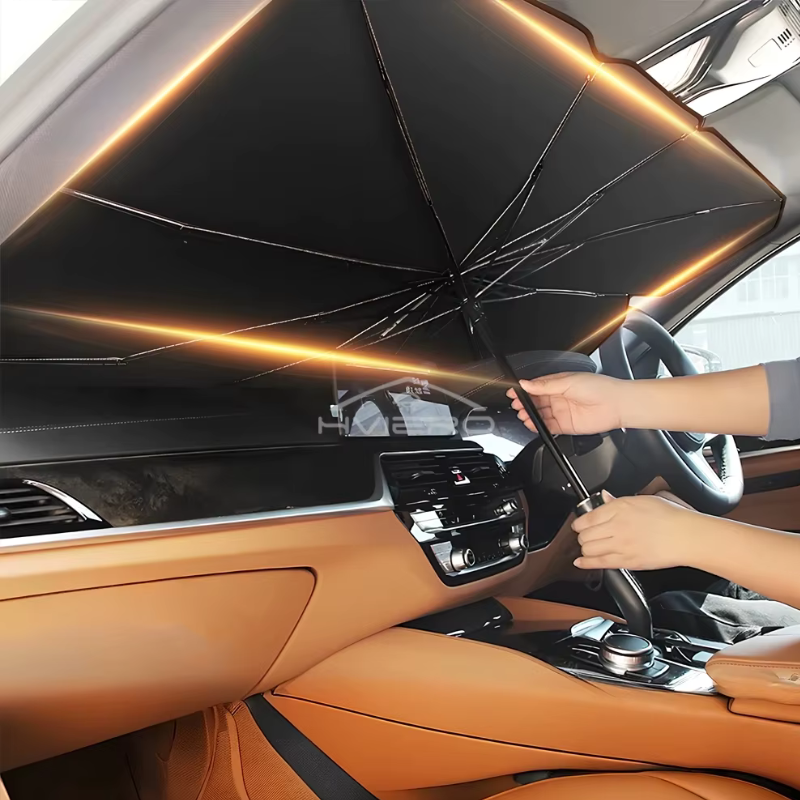 Skládací sluneční clona do auta s otočnou rukojetí – Solvarix