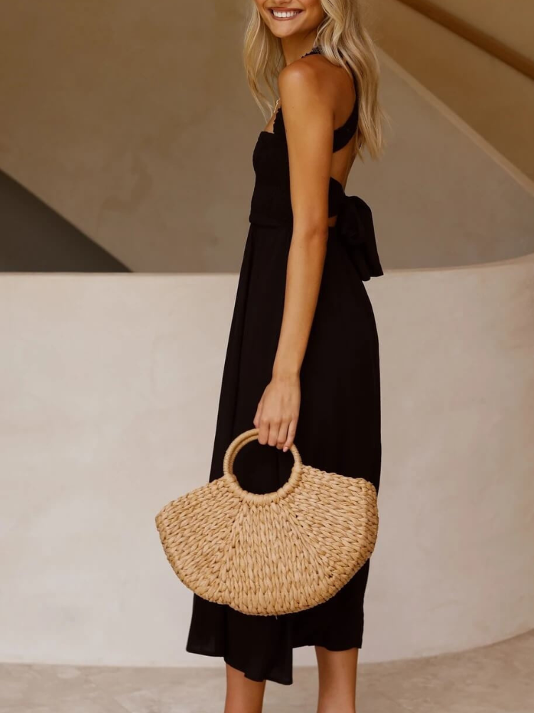 Maribel ærmeløs kjole med brede stropper og lommer