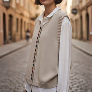 Elviana round neck vest med knapper