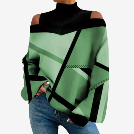 Orivelle off-shoulder sweater med rullekrave