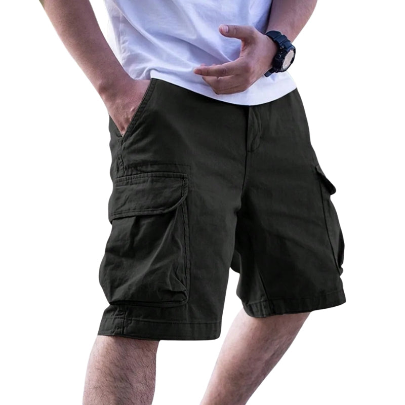 Herre cargo shorts med lommer og knap- og lynlåslukning – shorts til hverdag og fritid – Kervano