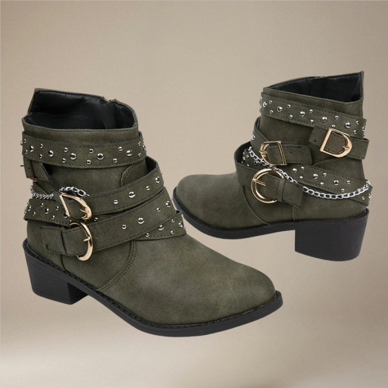 Elviane ankelstøvler med spids snude og justerbart spænde