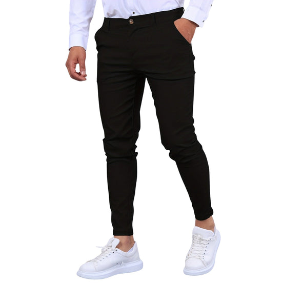 Férfi slim fit nadrág gombos záródással és oldalzsebekkel – hosszú nadrág mindennapi viseletre és munkához – Tavero