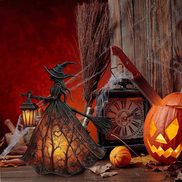 LED tekvicová lampa na Halloween s batériovým osvetlením – Nymora