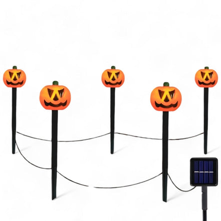 5 ks solárnych lámp s tekvicovým dizajnom a LED svetlom – Solvexa