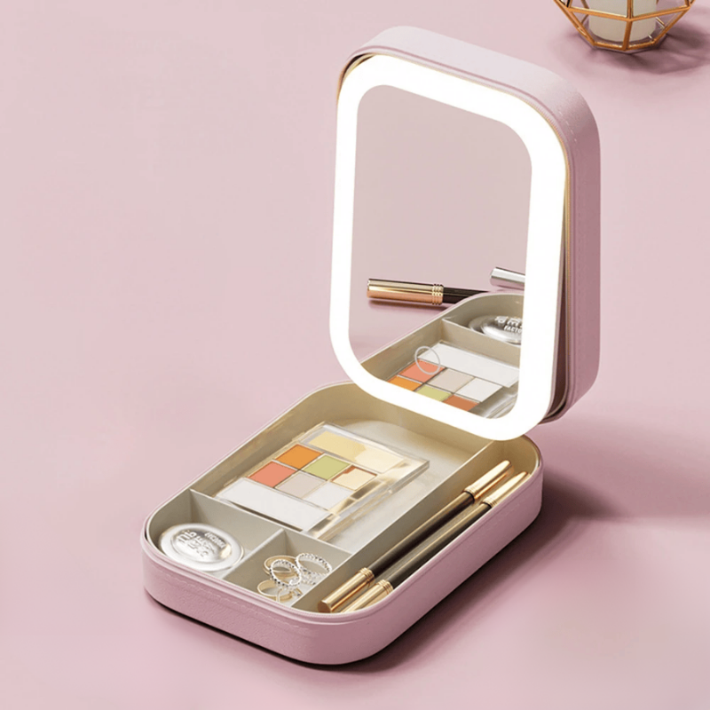 Lumivelle makeup organizer – makeup boks med LED spejl og rumopdeling