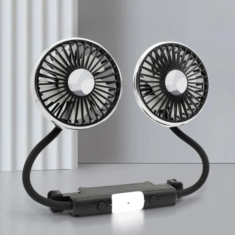 Bilventilator med dobbelthoved og USB-tilslutning – Virexo