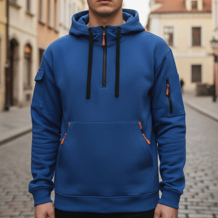 Valnero half zip hoodie med ribkanter