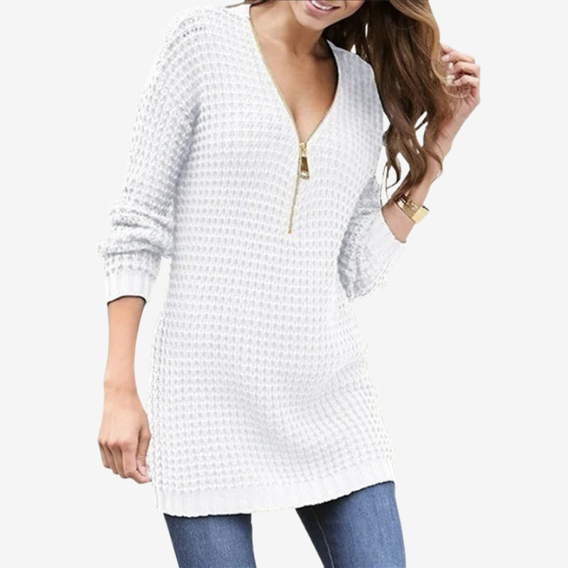 Elvara slim fit sweater dress med lynlåskrave