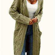 Selinna Hooded Knit Cardigan – Lang hættetrøje-cardigan i strik med lommer